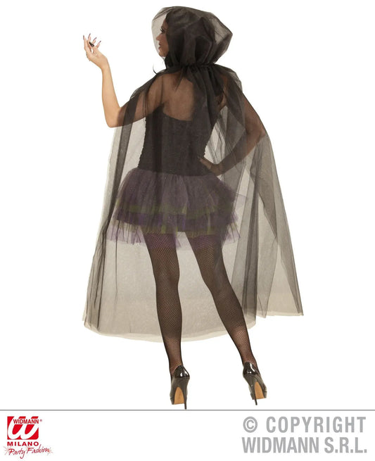 Mantello con CAPPUCCIO IN TULLE GLITTER - tuttocostumi.it