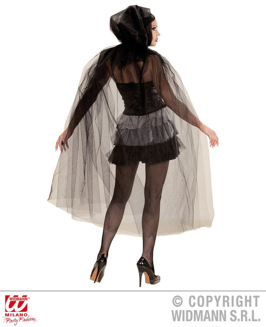 Mantello con CAPPUCCIO IN TULLE GLITTER - tuttocostumi.it