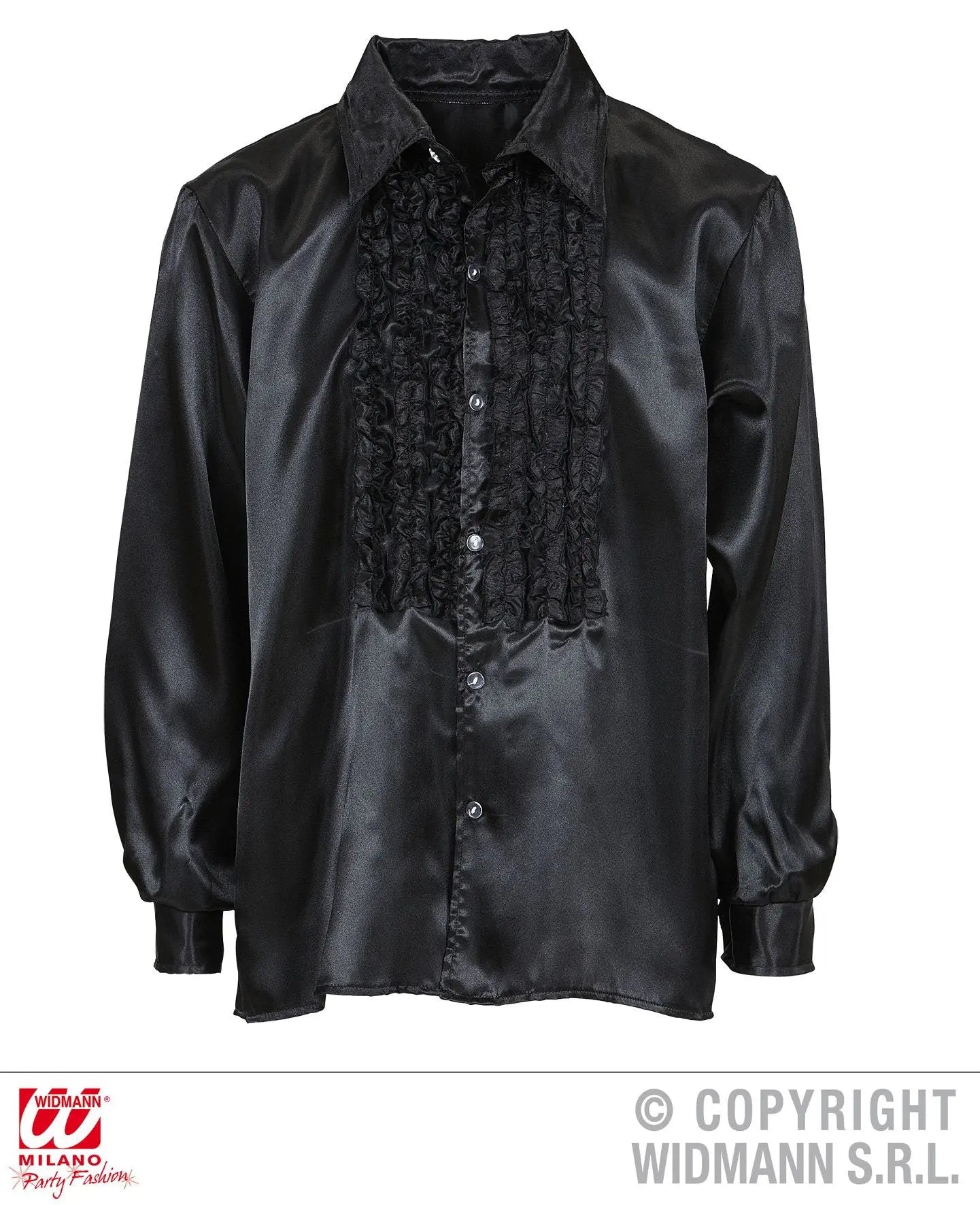 Camicia con volant in raso nero XXL - tuttocostumi.it