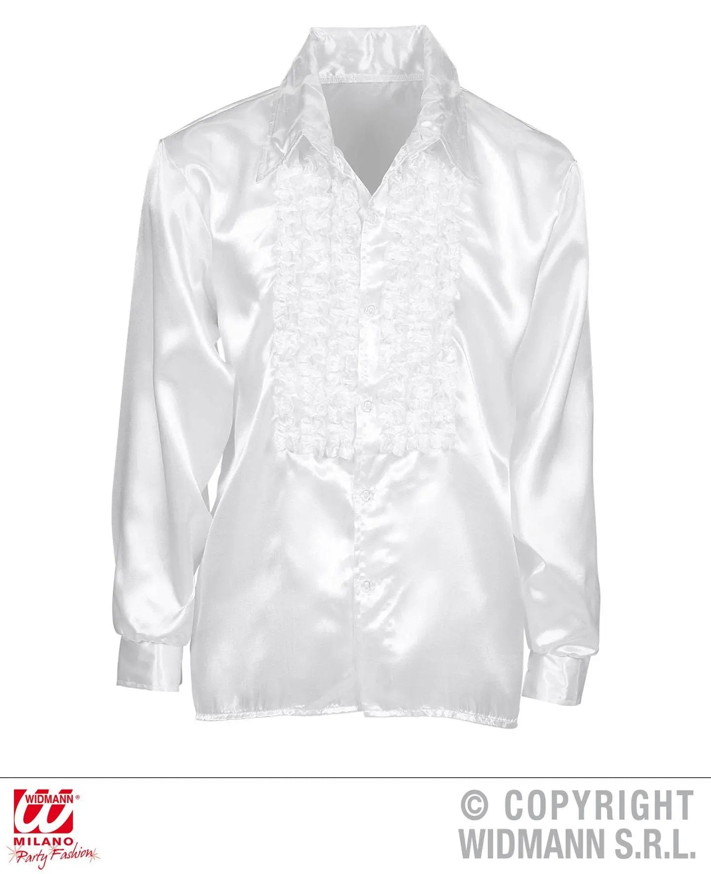 Camicia con volant in raso bianca XXL - tuttocostumi.it
