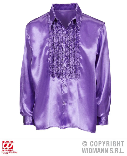 Camicia con volant in raso viola XL - tuttocostumi.it