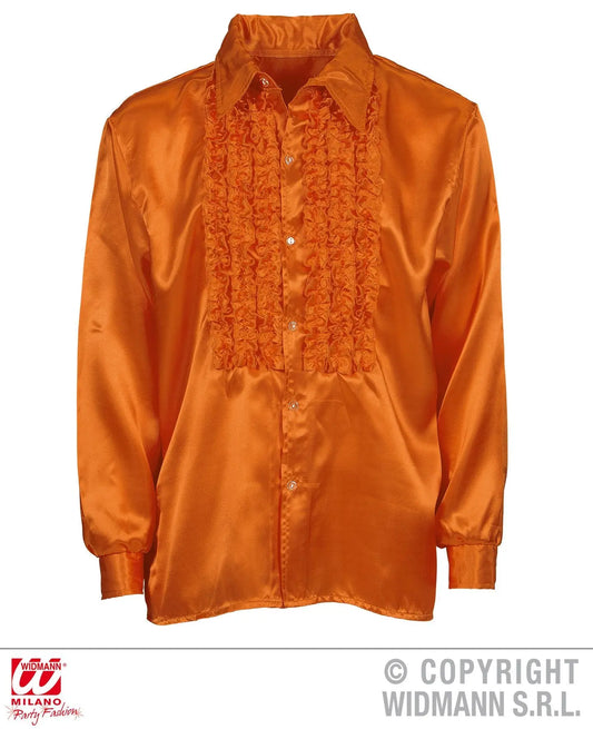 Camicia con volant in raso arancione XL - tuttocostumi.it