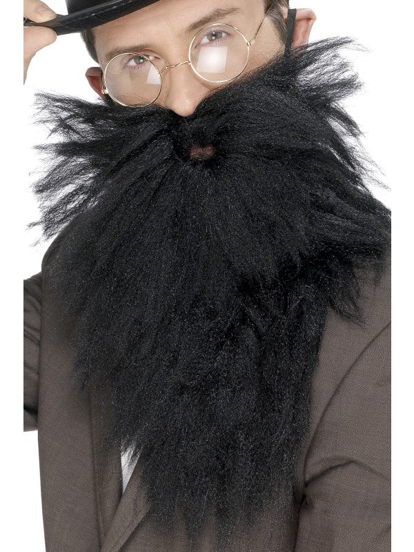 Barba lunga nera scalata con baffi di Smiffys - tuttocostumi.it