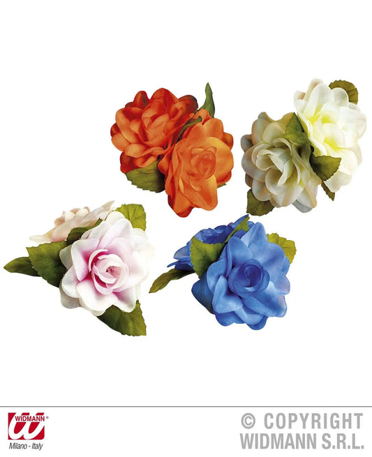 Molletta per capelli con 2 rose - tuttocostumi.it
