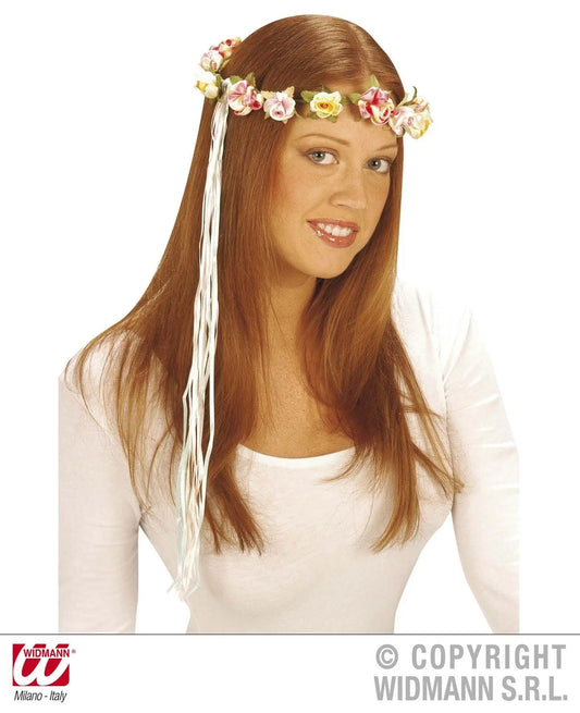Corona con fiori lusso con nastri multicolore - tuttocostumi.it