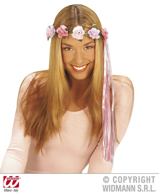 Corona fiori con nastri MULTICOLORE - tuttocostumi.it