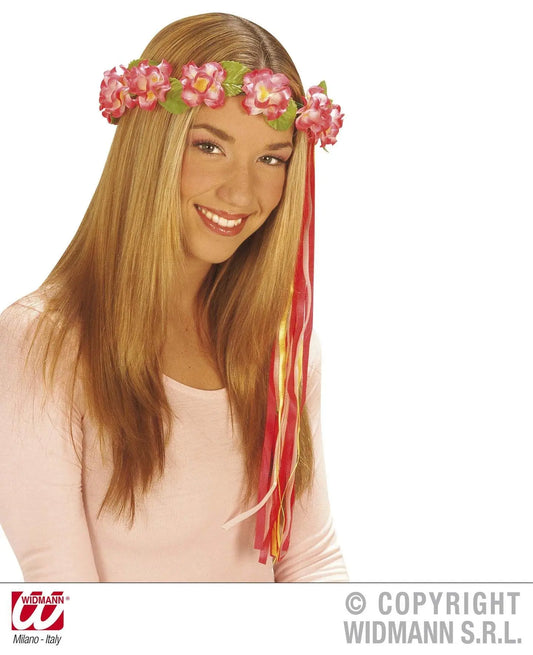 Corona fiori con nastri MULTICOLORE - tuttocostumi.it