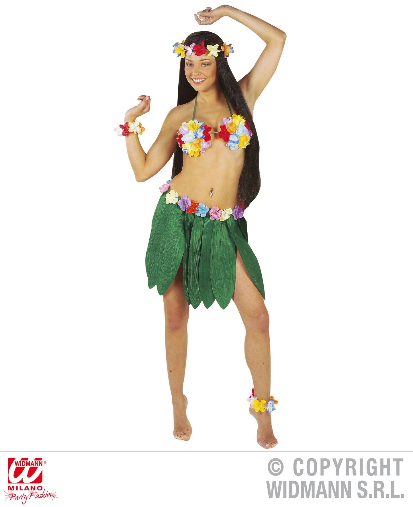 Gonna HAWAIANA con foglie di banano con cintura fiori di Widmann - tuttocostumi.it