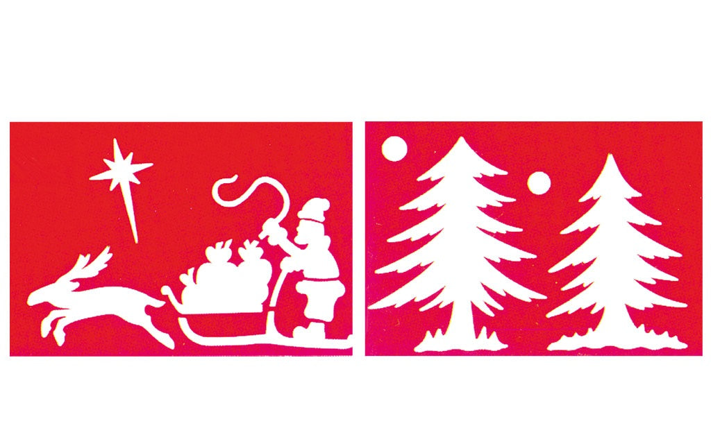 Confezioni di due STENCIL SLITTA e ALBERI 35 X 25 cm di Guirma - tuttocostumi.it