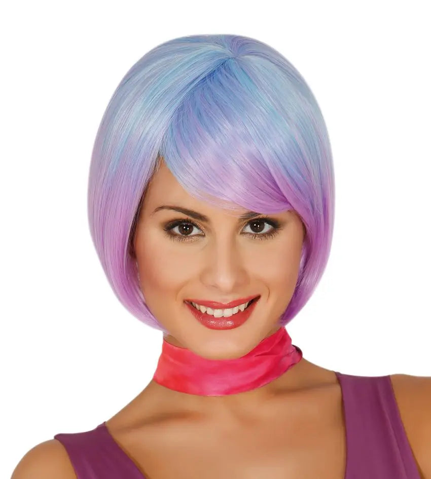 Parrucca corta azzurra e lilla degradé - tuttocostumi.it