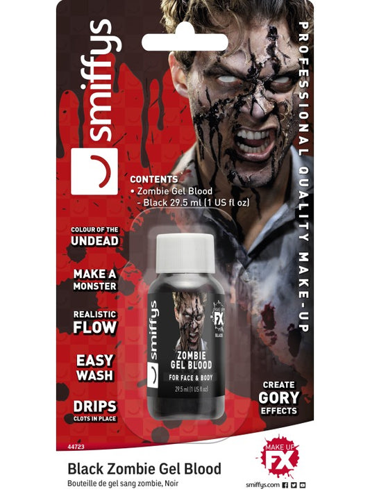 Bottiglietta di sangue ZOMBIE GEL nero di Smiffys - tuttocostumi.it