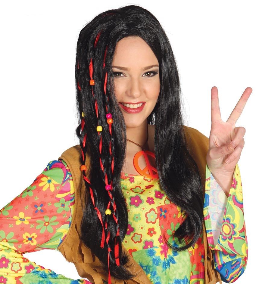 Parrucca HIPPIE con DECORI di Guirca - tuttocostumi.it