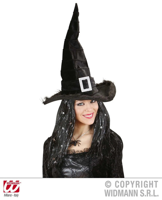 Cappello STREGA bordato in peluche con fibbia - tuttocostumi.it