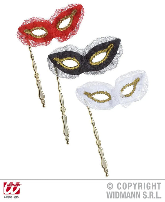 Mascherina DOMINO PAPILLON con pizzo e bastoncino - tuttocostumi.it