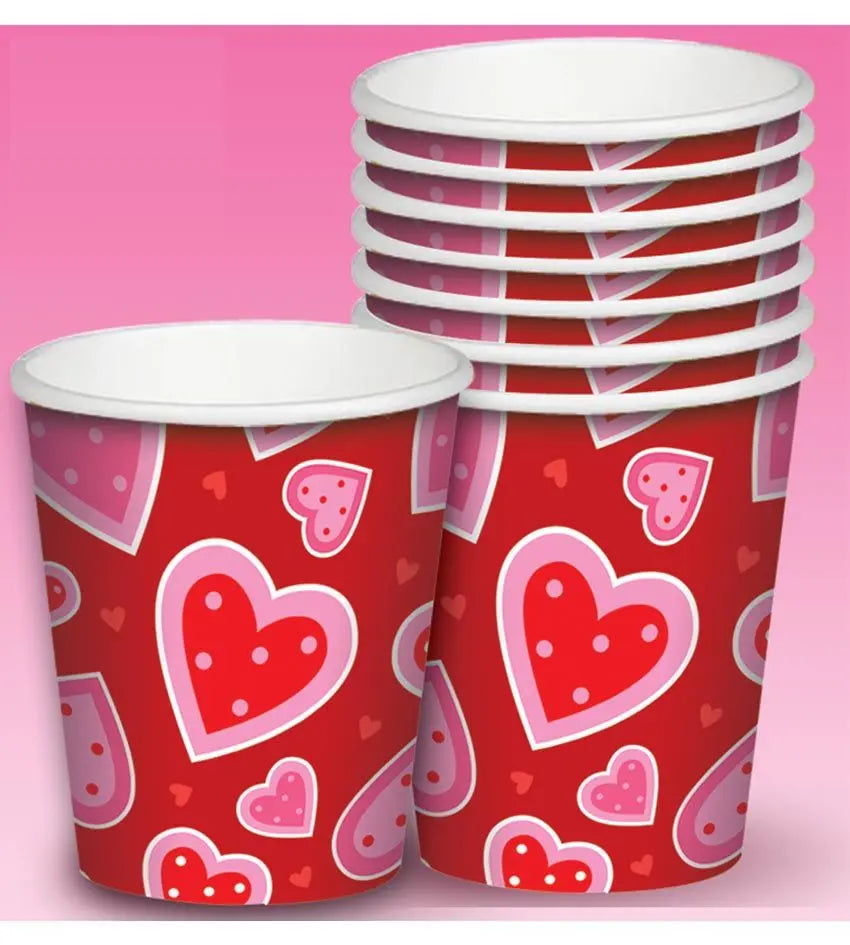 Confezione 8 bicchieri CUORI - tuttocostumi.it