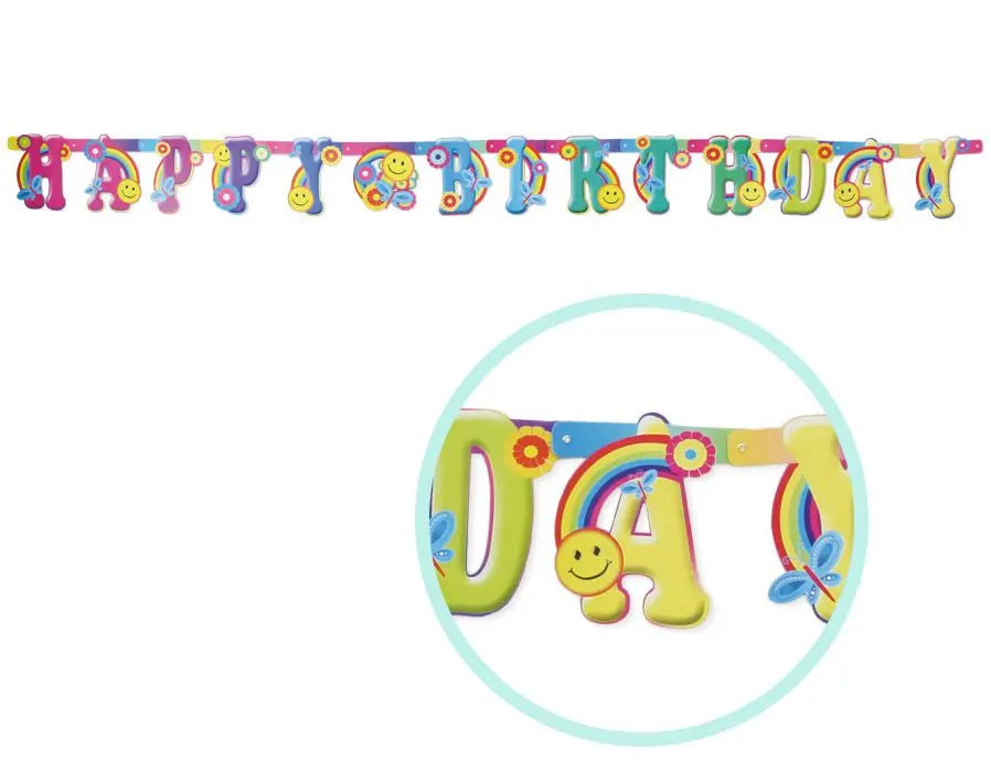 Festone HAPPY BIRTHDAY arcobaleno 230 X 19 cm - tuttocostumi.it