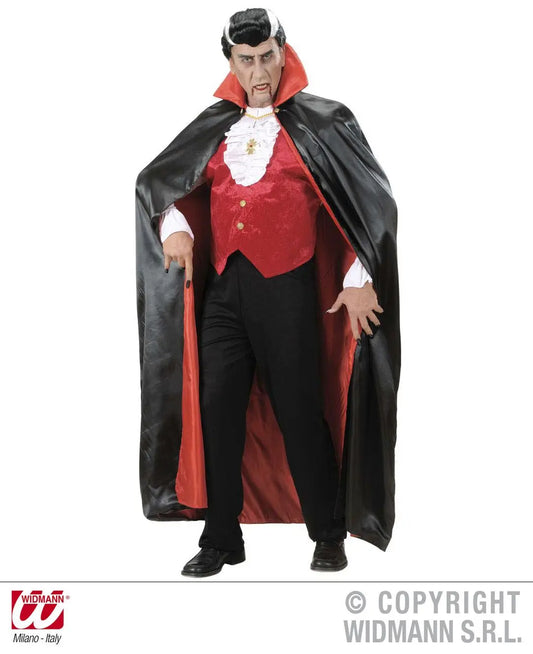 Mantello NERO-ROSSO foderato in RASO 158 cm - tuttocostumi.it