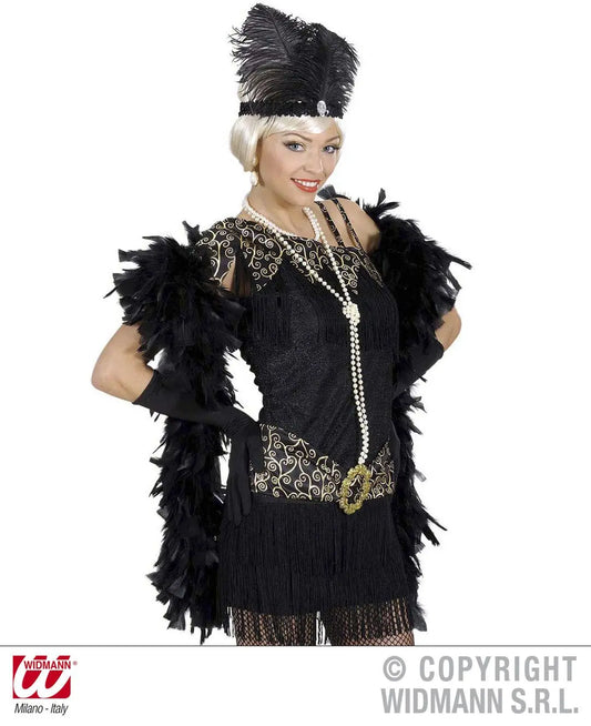 Fascia NERA IN PAILLETTES con 2 PIUME e GEMMA - tuttocostumi.it