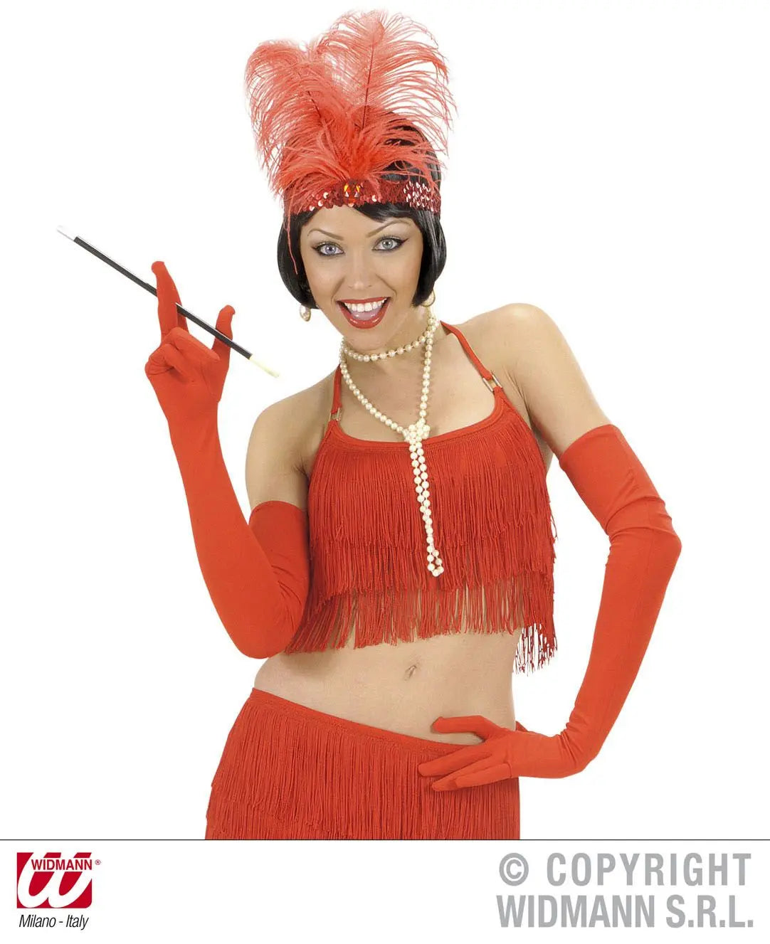 Fascia ROSSA IN PAILLETTES con 2 PIUME e GEMMA - tuttocostumi.it