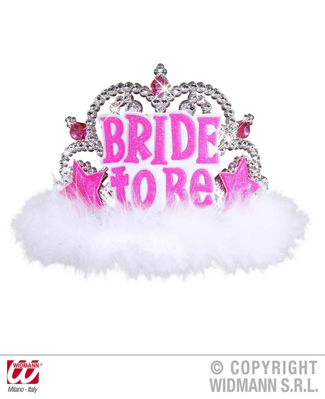 Tiara BRIDE TO BE con GEMME fucsia e MARABOU bianco - tuttocostumi.it