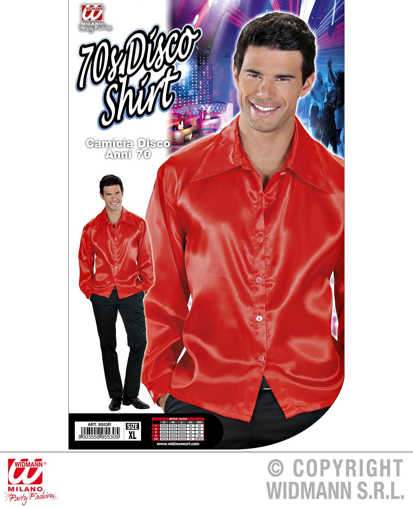 Camicia DISCO ANNI 70 rossa XL di Widmann - tuttocostumi.it