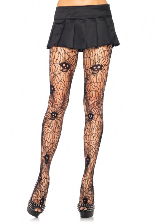 Collant rete larga con teschi di Leg Avenue - tuttocostumi.it
