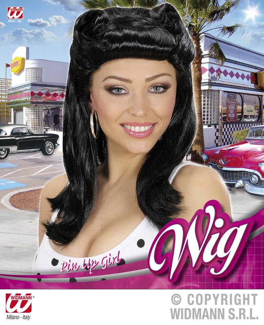 Parrucca RAGAZZA PIN UP NERA - tuttocostumi.it