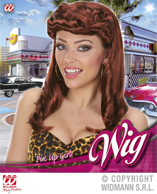 Parrucca RAGAZZA PIN UP CASTANA - tuttocostumi.it