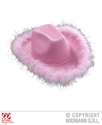 Cappello COWGIRL ROSA con rifinitura in marabou - tuttocostumi.it