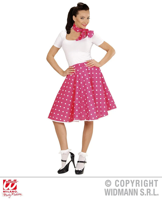 Gonna e foulard a pois ANNI 50 ROSA - tuttocostumi.it