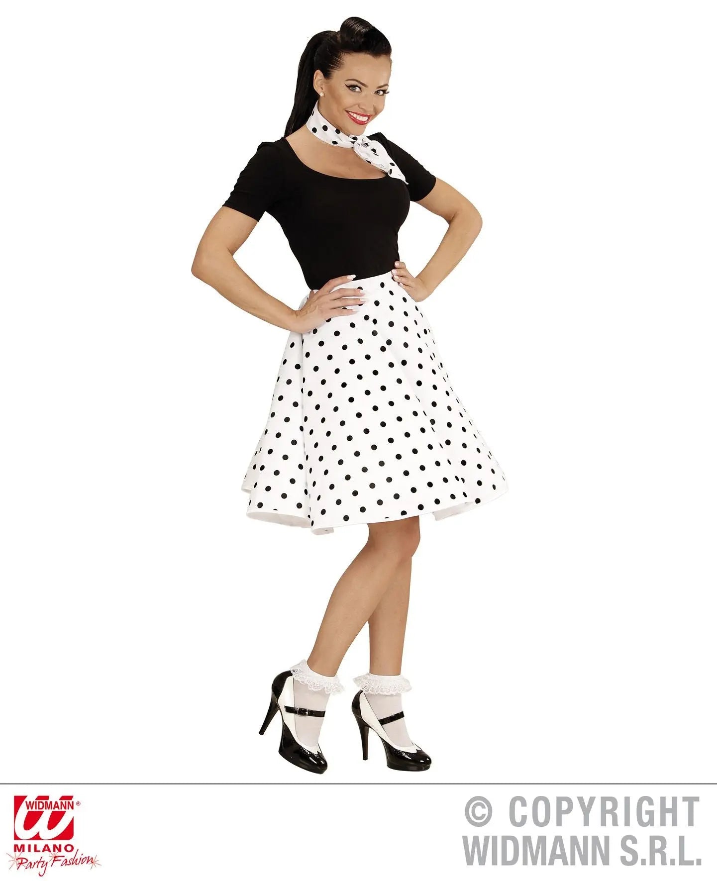 Gonna e foulard a pois ANNI 50 BIANCO - tuttocostumi.it
