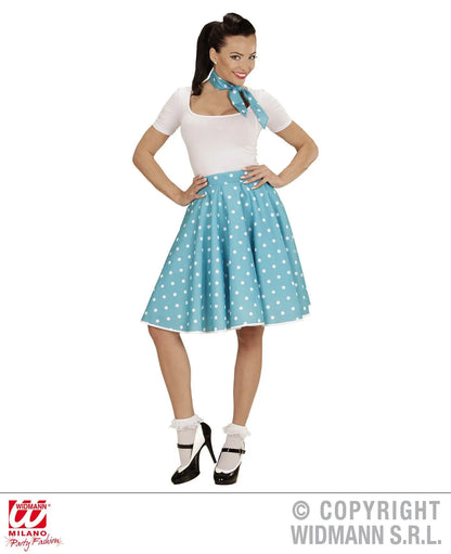 Gonna e foulard a pois ANNI 50 TURCHESE - tuttocostumi.it