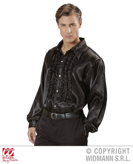 Camicia con volant in raso nero - tuttocostumi.it