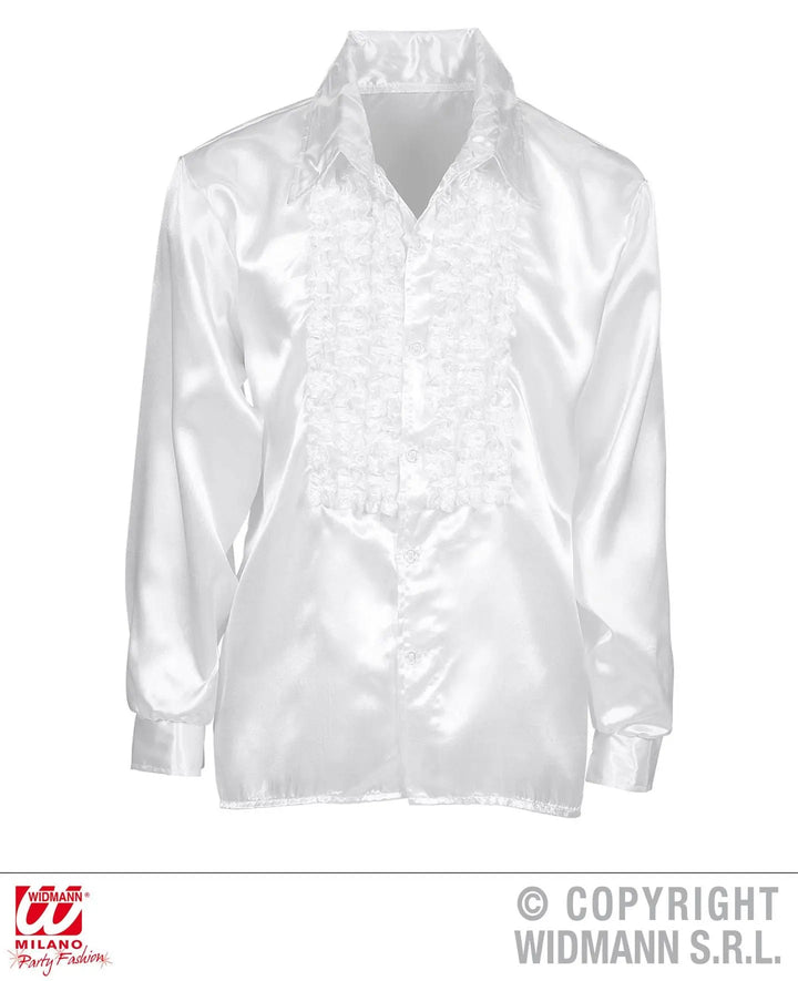 Camicia con volant in raso bianca XXL - tuttocostumi.it