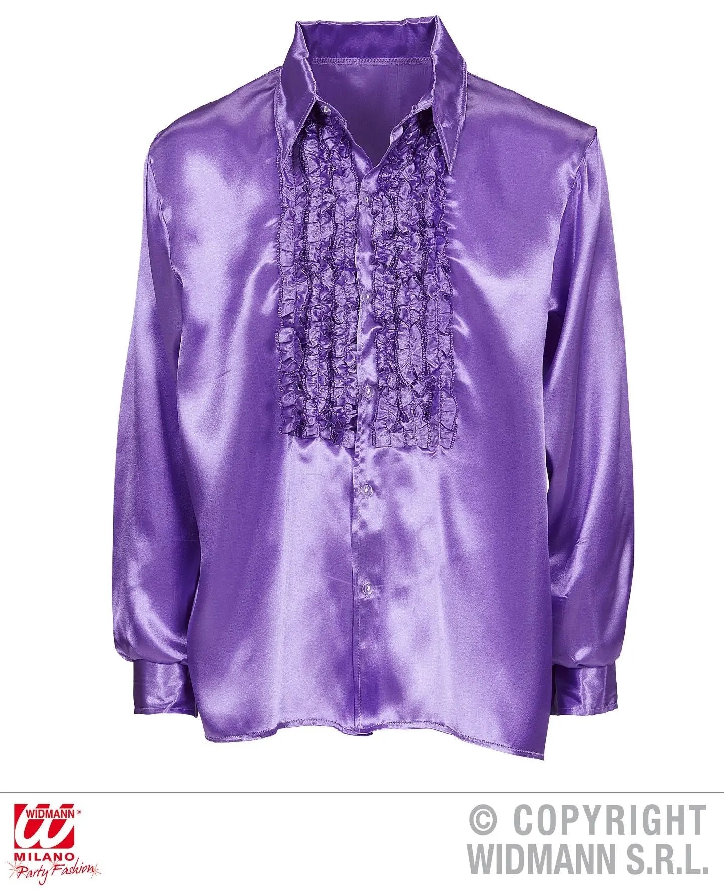 Camicia con volant in raso viola XL - tuttocostumi.it