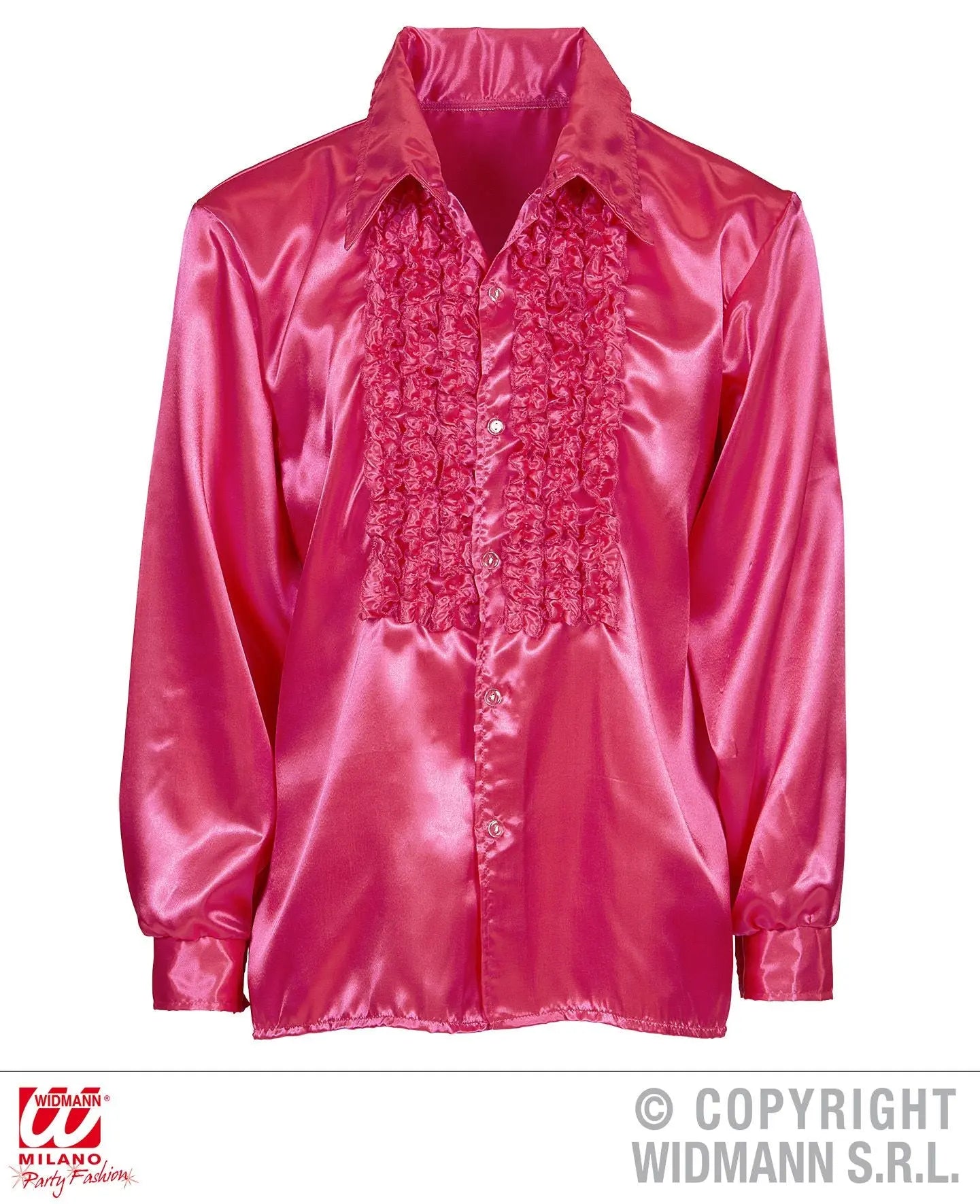 Camicia con volant in raso rosa XL - tuttocostumi.it