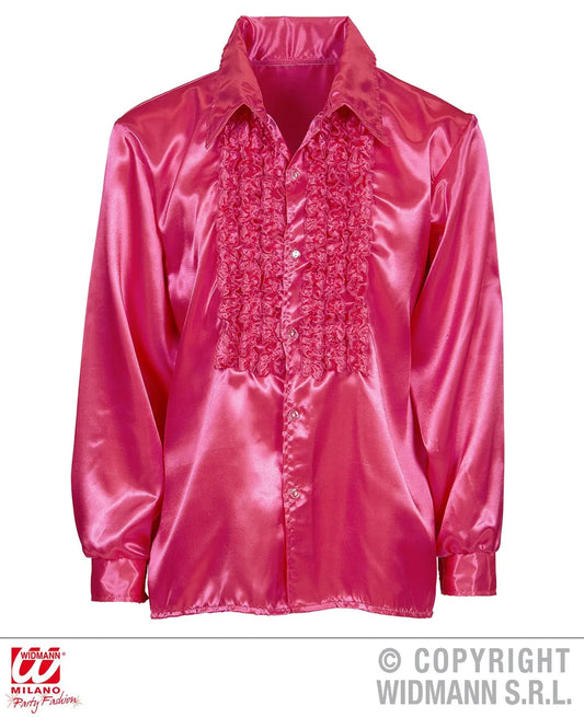 Camicia con volant in raso rosa XL - tuttocostumi.it