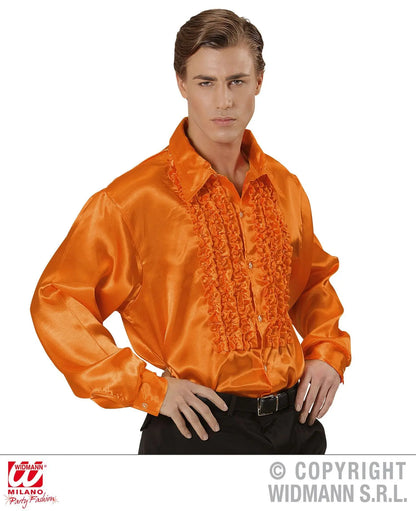 Camicia con volant in raso arancione XL - tuttocostumi.it