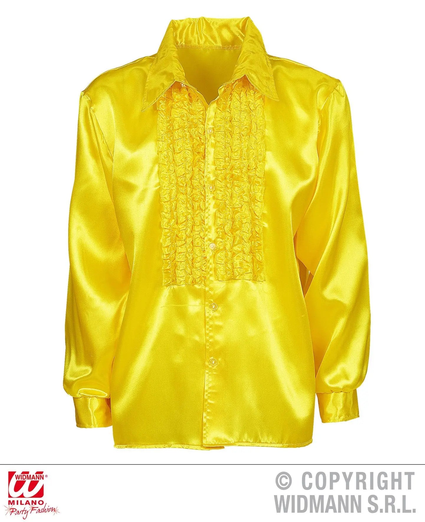 Camicia con volant in raso giallo XL - tuttocostumi.it