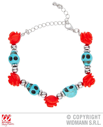 Braccialetto TESCHI AZZURRI E ROSE ROSSE - tuttocostumi.it