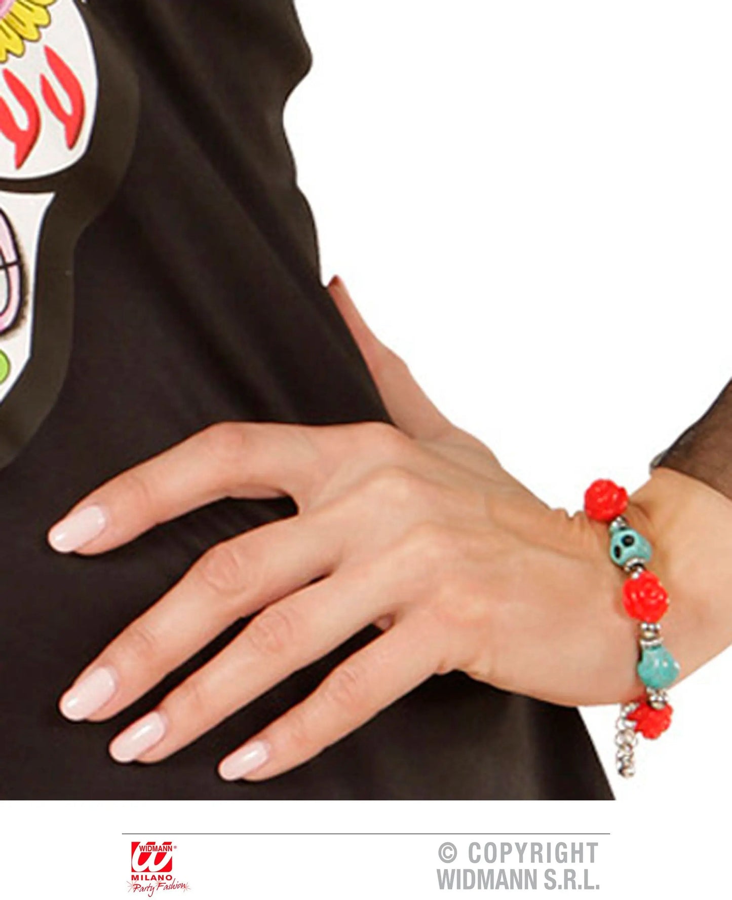Braccialetto TESCHI AZZURRI E ROSE ROSSE - tuttocostumi.it