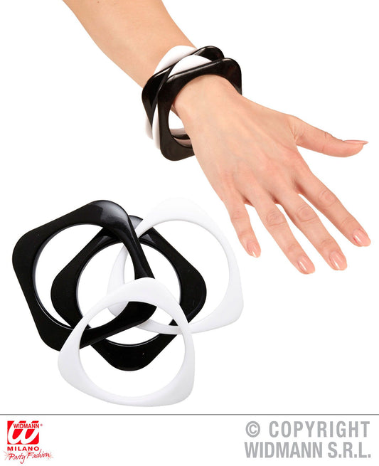 Set da 4 BRACCIALETTI ANNI 60 neri e bianchi di Widmann - tuttocostumi.it