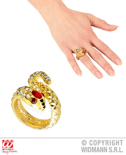 Anello SERPENTE ORO con strass e occhi gemma rossa di Widmann - tuttocostumi.it