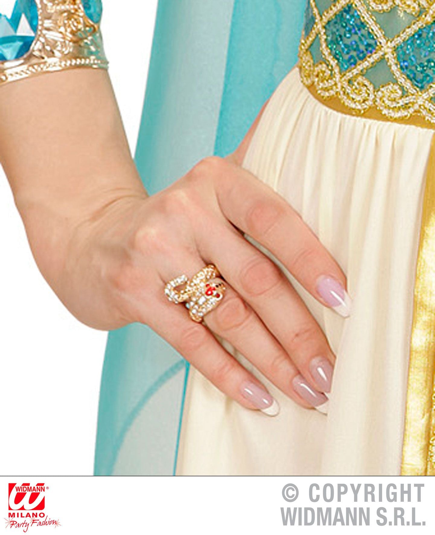 Anello SERPENTE ORO con strass e occhi gemma rossa di Widmann - tuttocostumi.it