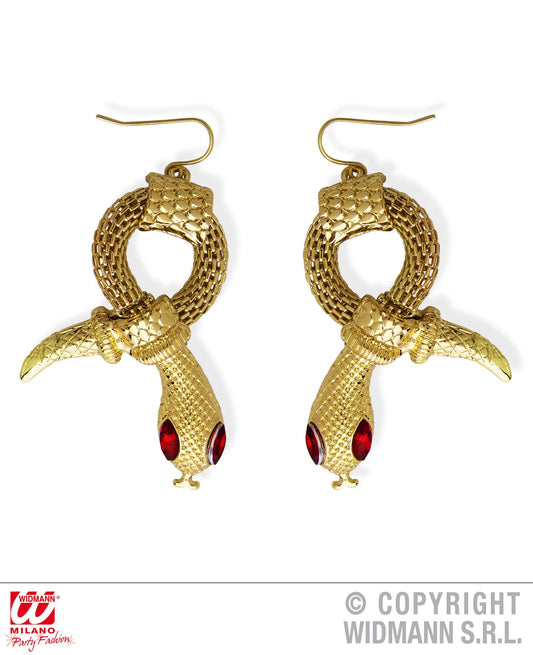 Paio di ORECCHINI SERPENTE oro con occhi gemma rossa di Widmann - tuttocostumi.it
