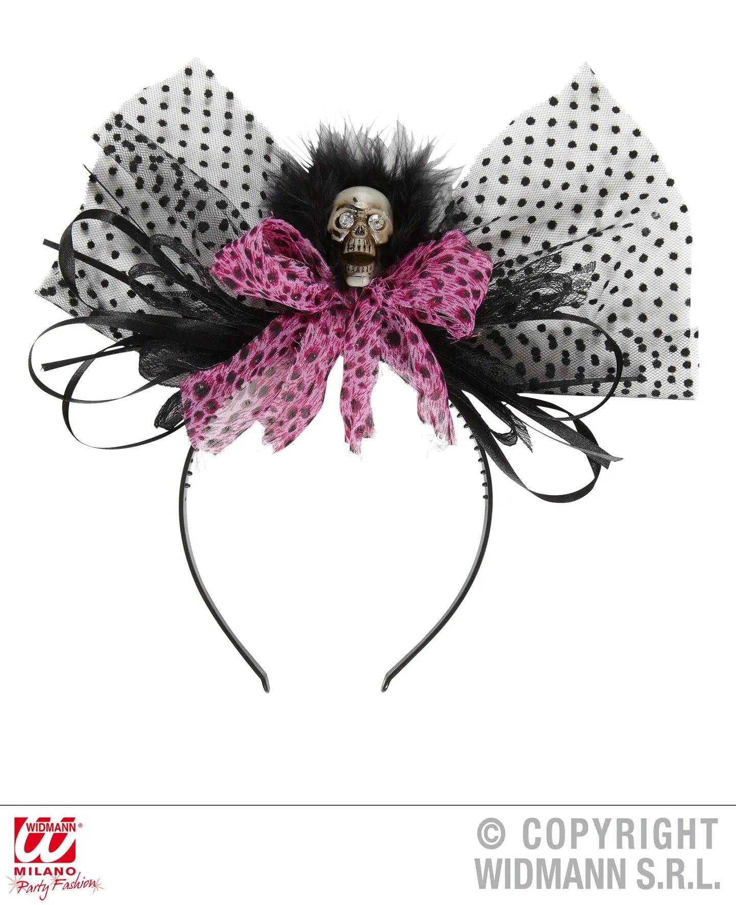 Cerchietto TESCHIO e FIOCCO ROSA - tuttocostumi.it