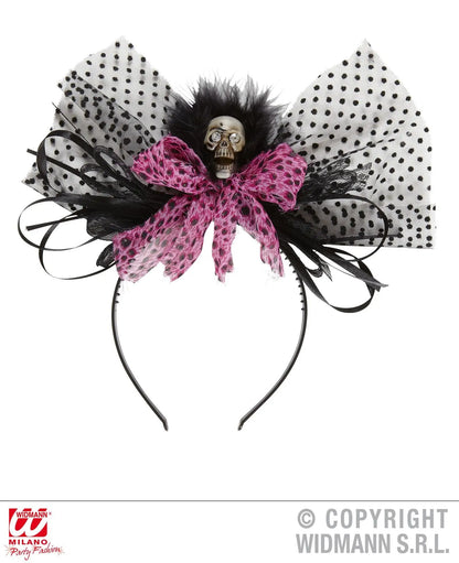 Cerchietto TESCHIO e FIOCCO ROSA - tuttocostumi.it