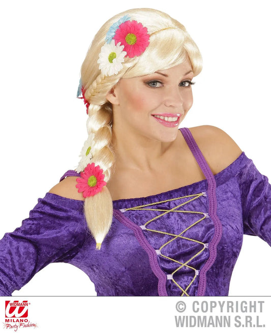 Parrucca RAPERONZOLO con fiori - tuttocostumi.it