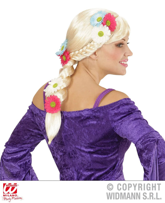Parrucca RAPERONZOLO con fiori - tuttocostumi.it