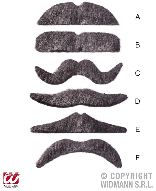 Baffi GRIGI adesivi - tuttocostumi.it
